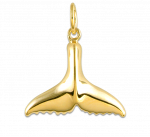 Wyland Whale Tail Pendant with Pendant Ring in Yellow Gold - Small