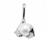 Wyland 2 Dolphin White Pearl Pendant - Di.01