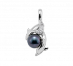 Wyland 2 Dolphin's Black Pearl Pendant - Di.13