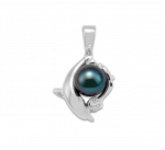 Wyland 2 Dolphin's Black Pearl Pendant - Di.05