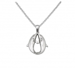 Wyland 2 Dolphins Kissing Necklace - Large