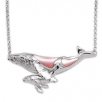 Wyland Mother and Baby Humpback Whale Necklace w/ Mother of Pearl in Sterling Silver