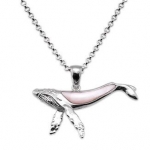 Wyland Humpback Whale Necklace w/ Mother of Pearl in Sterling Silver
