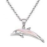 Wyland Dolphin Necklace w/ Mother of Pearl in Sterling Silver
