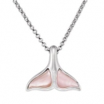 Wyland Killer Whale Tail Necklace w/ Mother of Pearl in Sterling Silver - Med