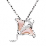 Wyland Manta Ray Necklace w/ Mother of Pearl in Sterling Silver