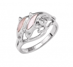 Wyland 2 Dolphin Ring with Mother of Pearl in Sterling Silver - Size 8