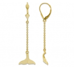 14K Whale's Tail Dangling Earrings - XXS