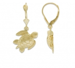 14K Sea Turtle Dangling Earrings - XS