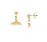 14K Whale's Tail Edge Dangling Earrings - XXS
