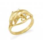 14K 2 Dolphin Ring