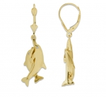 14K 2 Dolphins Hugging Earrings - Small